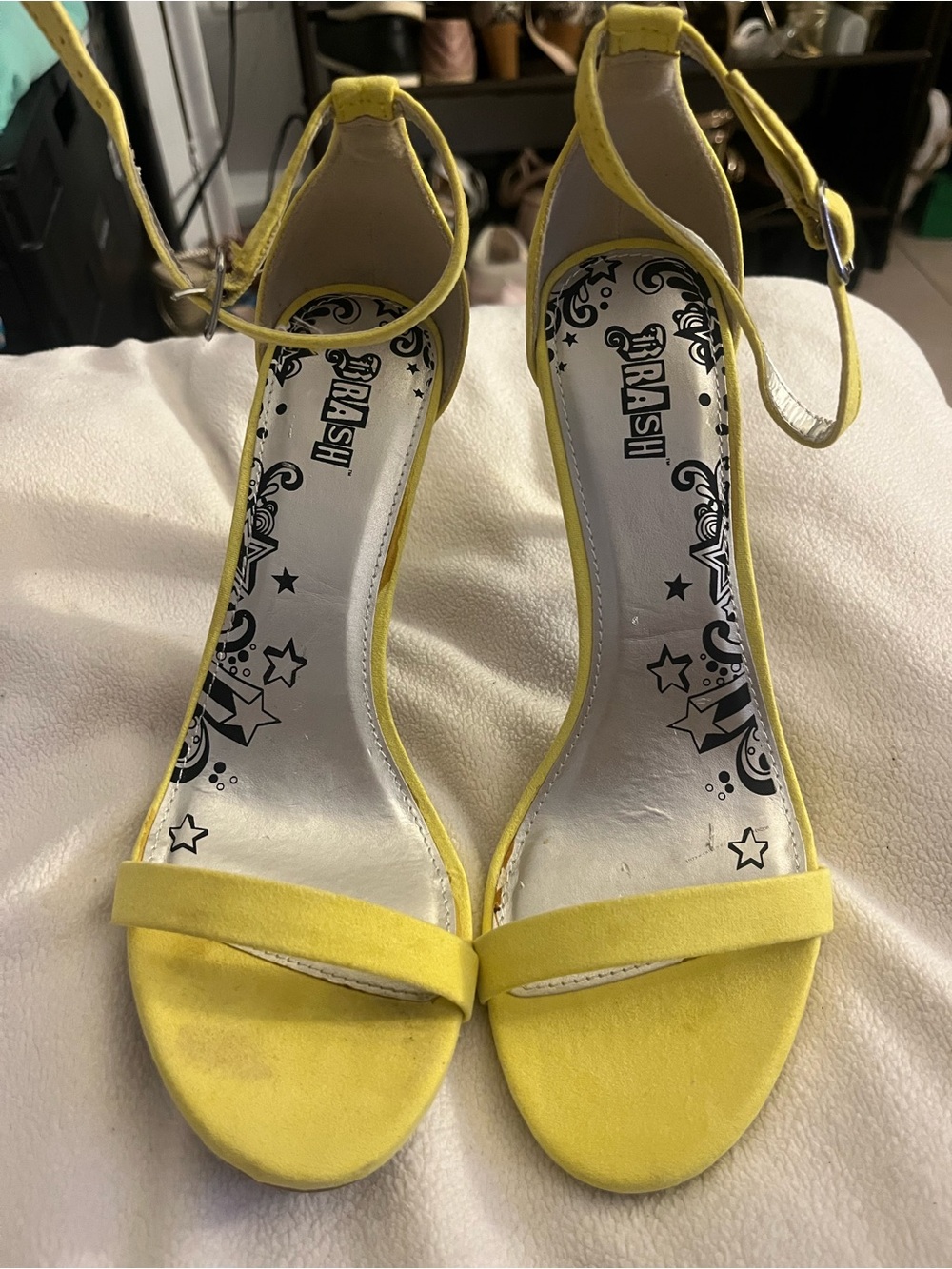 Highlighter Yellow Ankle-Strap Women's heels